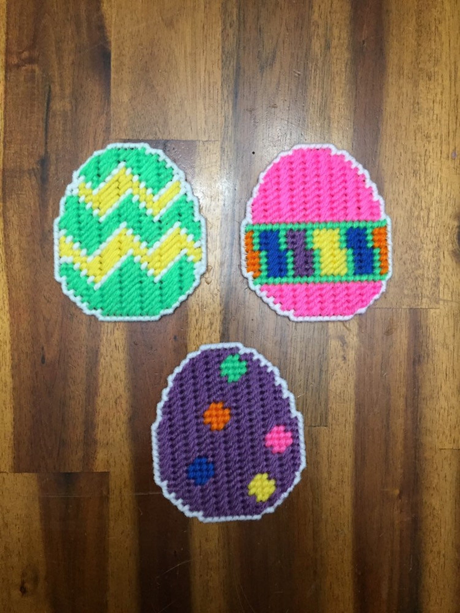 Easter Eggs Set of 3 Plastic Canvas Easter Egg Etsy