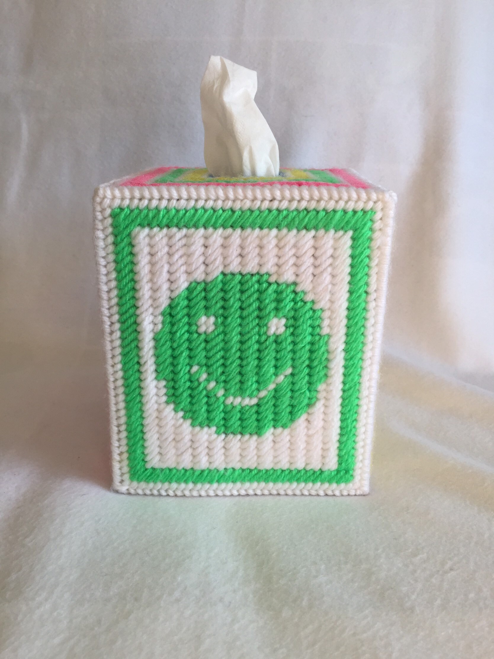 Smiley Face Plastic Canvas Tissue Box Cover Tissue Topper Etsy