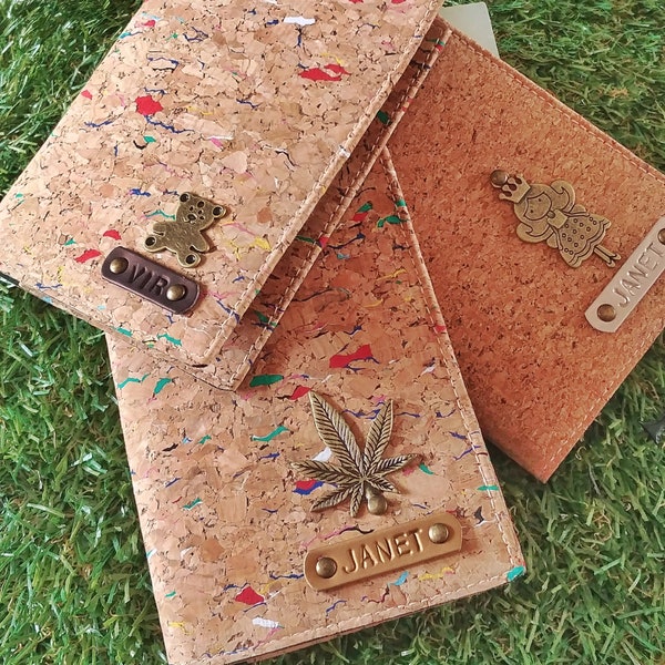 Personalized Cork Series Passport Holder with 1 Charm