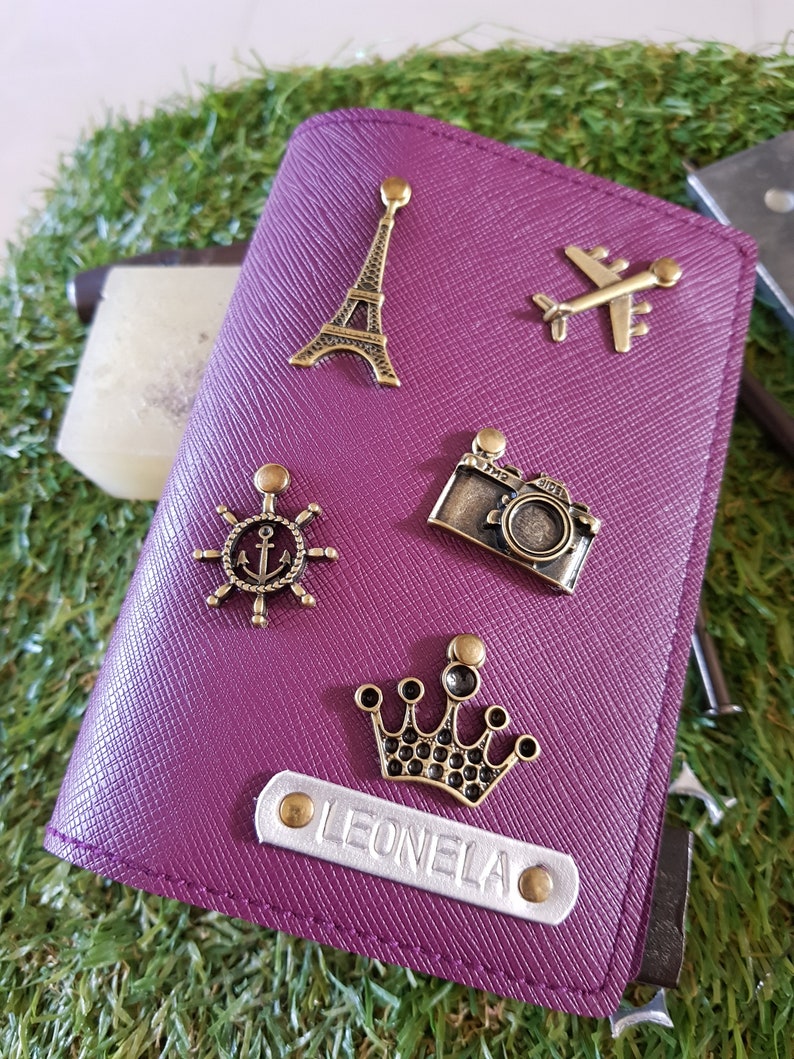 Personalized Metallic Passport Holder with 1 Charm image 10