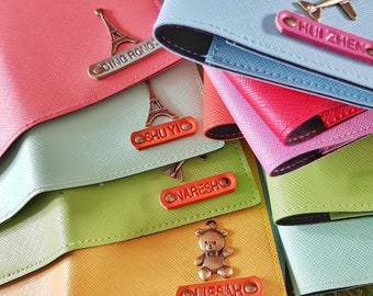 Personalized Saffiano Passport Holder with Name & Charm