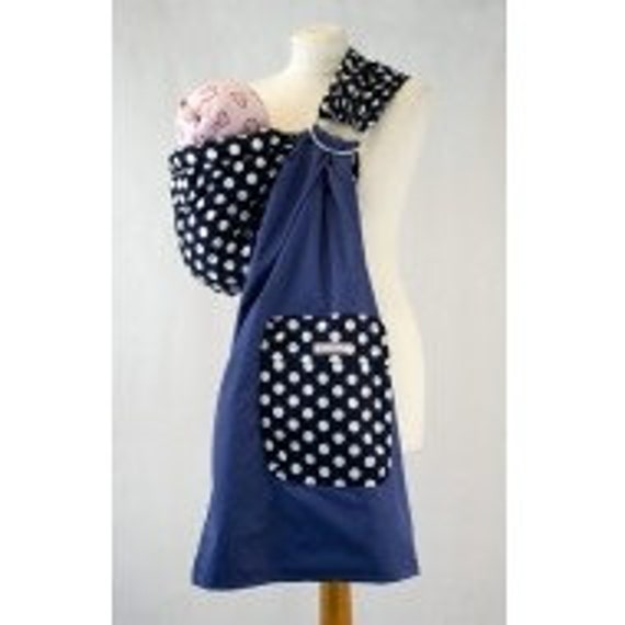 Baby Ring Sling Carrier Blue and White Polka Dot