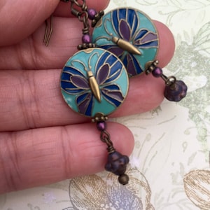 Brass Butterfly Enamel Earrings, Whimsical Jewelry for Women, Butterfly Gift for Her Butterfly Jewelry, Spring Earrings, Colorful Earrings