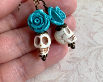 Day of the Dead Earrings, Skull Earrings, Skull Jewelry, Dia de Los Muertos Earrings