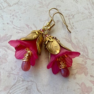 Fairy Flower Oorbellen, Lucite Flower Sieraden, Bloemen Oorbellen, Victoriaanse stijl sieraden, Lucite Oorbellen, Sieraden voor vrouwen, Cadeau voor haar