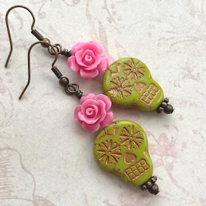 Day of the Dead Earrings, Sugar Skull Earrings, Dia de Los Muertos Jewelry, Festive Earrings