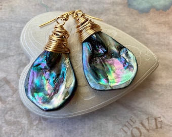 Shell Earrings, Beach Jewelry, Coastal Earrings, Wrapped Shell Jewelry for Women, Beach Lover Gift, Coastal Gift, Coastal Jewelry