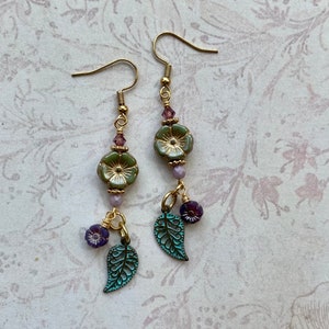 Flower Earrings, Spring Jewelry, Czech Glass Flower Earrings, Long Dangle Earrings, Unique Gift for Her, Jewelry for Women image 6