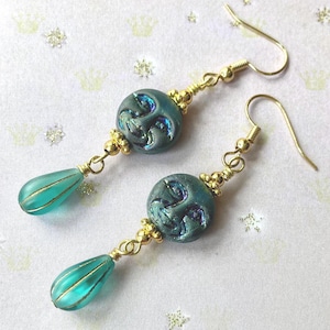 Moon Face Earrings, Full Moon Czech Glass Beads, Moon Jewelry, Man in the Moon Earrings, Celestial Jewelry