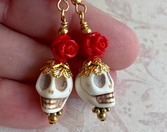 Day of the Dead Earrings, Dia de Los Muertos Earrings, Skull Jewelry, Skull Earrings