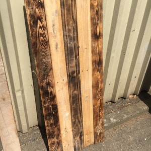 10 Sq M Scorched Rustic mix Reclaimed Rustic Pallet Wood Wall Cladding Dry, Denailed, Ready to Fit Boards Plank image 2