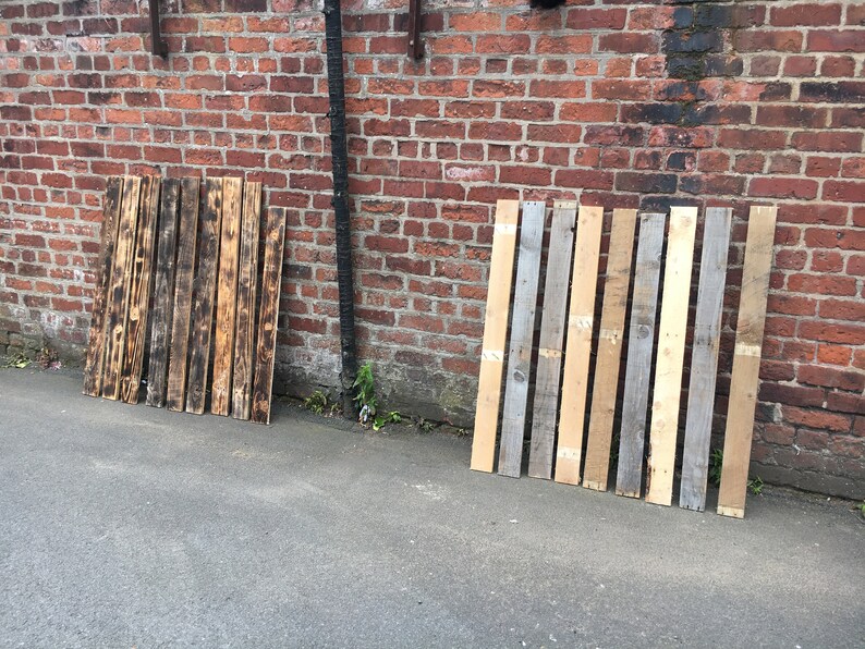 10 Sq M Scorched Rustic mix Reclaimed Rustic Pallet Wood Wall Cladding Dry, Denailed, Ready to Fit Boards Plank image 6