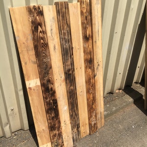 10 Sq M Scorched Rustic mix Reclaimed Rustic Pallet Wood Wall Cladding Dry, Denailed, Ready to Fit Boards Plank image 1