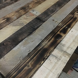 10 Sq M Scorched Rustic mix Reclaimed Rustic Pallet Wood Wall Cladding Dry, Denailed, Ready to Fit Boards Plank image 5