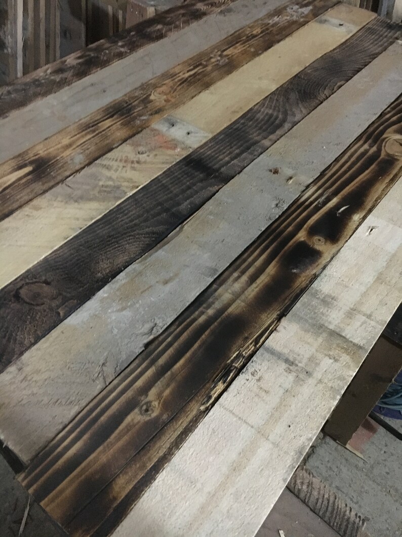 10 Sq M Scorched Rustic mix Reclaimed Rustic Pallet Wood Wall Cladding Dry, Denailed, Ready to Fit Boards Plank image 5