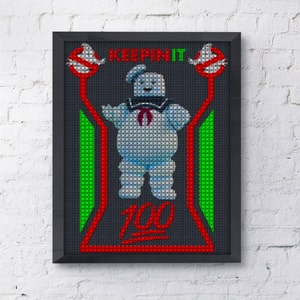 Ghostbusters Stay Puft Man &quot;Keepin it 100&quot; Funny Art Print 8.5 x 11 Pop Culture Sci Fi Horror Cross Stitch