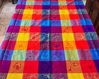 Colorful Mexican Tablecloth, Aztec Tablecloth, Different sizes, Cinco de Mayo Tablecloth, Easy to Wash