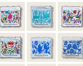 Otomi square pillow cover – Otomi pillow - Otomi embroidery -  Colorful Mexican hand embroidery - Handmade pillow – Bohemian Style