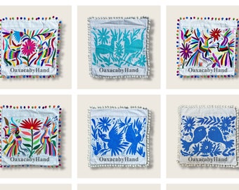 Otomi quadratischer Kissenbezug - Otomi Kissen - Otomi Stickerei - Bunte mexikanische Handstickerei - Handgemachtes Kissen – Boho Style