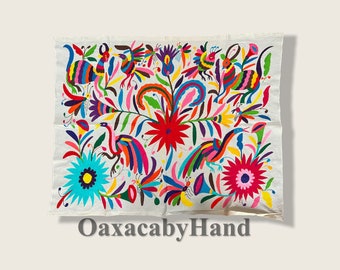 Otomi wall art - Otomi Wall Hanging - Hand embroidery wall art  - Mexico wall art - Tenango Wall hanging - Bright Colors art - Boho Wall Art