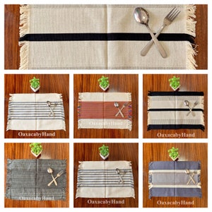 Mexican Placemats Hand woven place mats Neutral colors Oaxaca placemats Mexican woven Placemats Mexico table placemats image 1