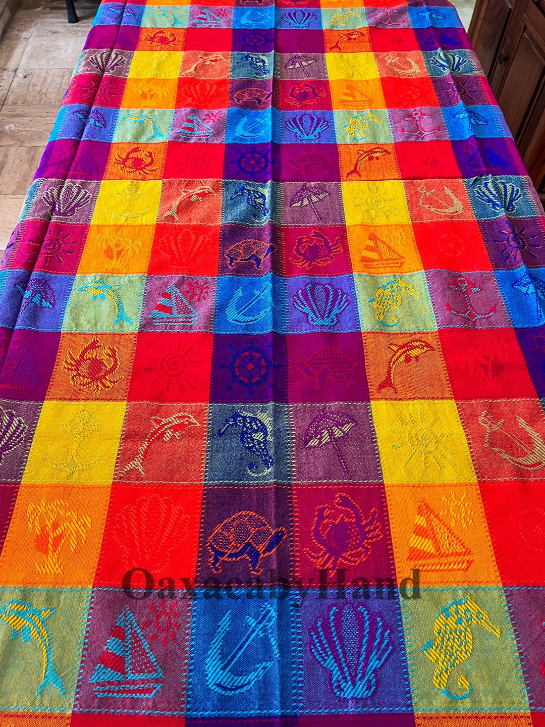 Colorful Mexican Tablecloth, Aztec Tablecloth, Different Sizes, Cinco ...