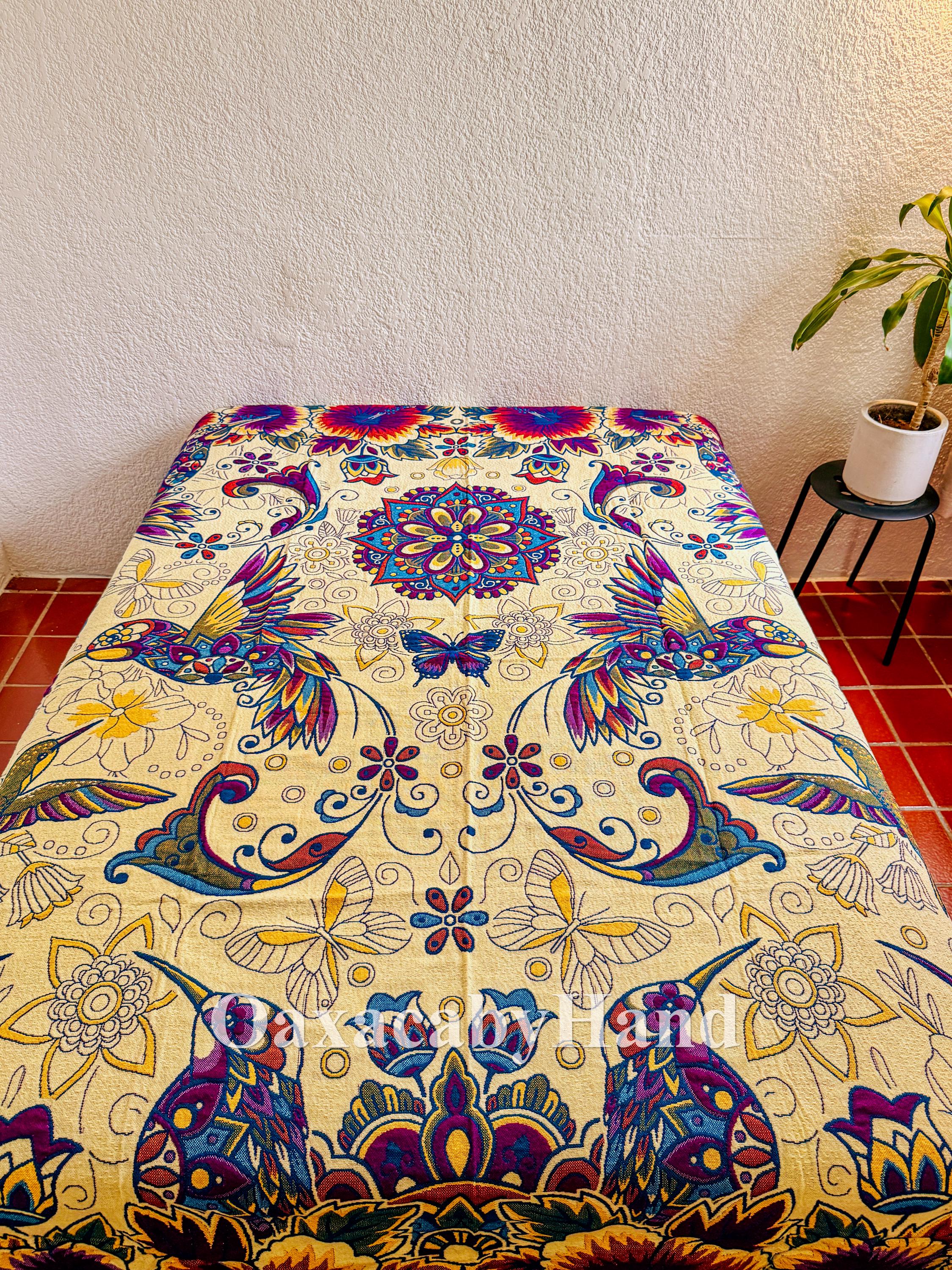 Pure Country Weavers Arazzo Coperta Copriletto Colibrì - 100% Cotone Tessuto Jacquard - Morbido, Made In USA