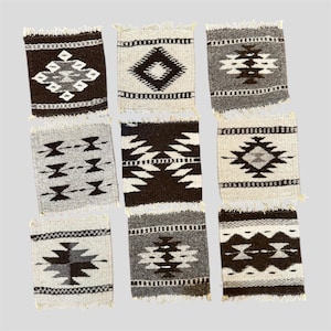 Zapotec Coasters - Handwoven wool Coasters - Oaxaca Coasters - Different colors -