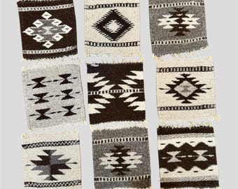 Zapotec Coasters - Handwoven wool Coasters - Oaxaca Coasters - Different colors -