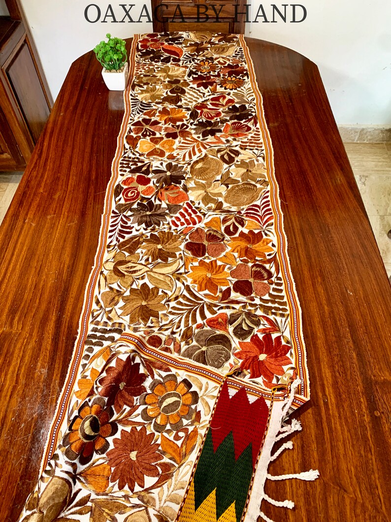 Mexican Table Runner Embroidered Runner HandWoven runner Etsy