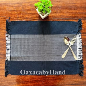 Mexican Placemats Hand woven place mats Neutral colors Oaxaca placemats Mexican woven Placemats Mexico table placemats Indigo