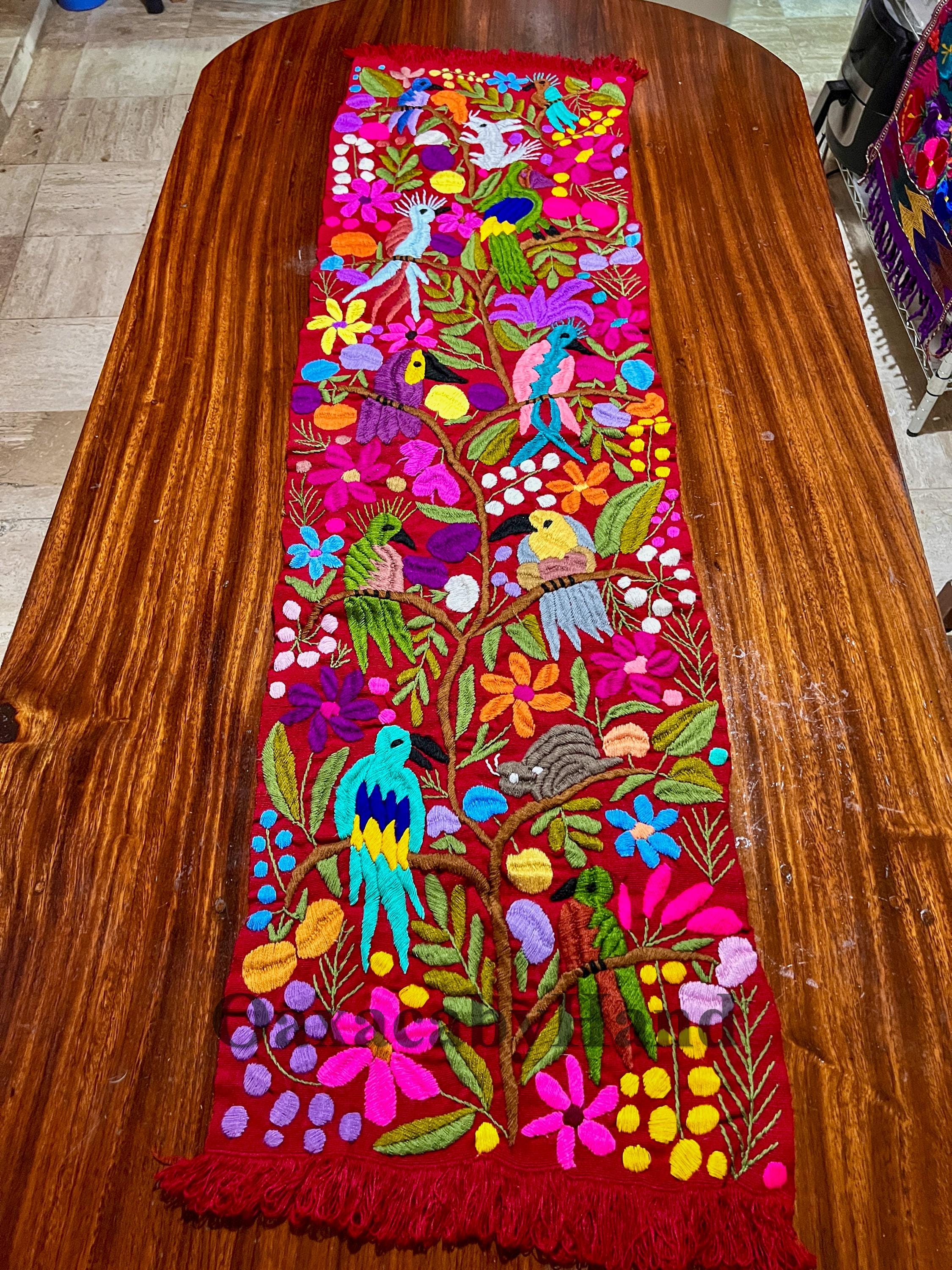 Runner da tavolo messicano tessuto a mano - Runner Chiapas - Tessuto a telaio con cinghia posteriore - Runner da tavolo - Runner luminoso - Runner Boho - Italia