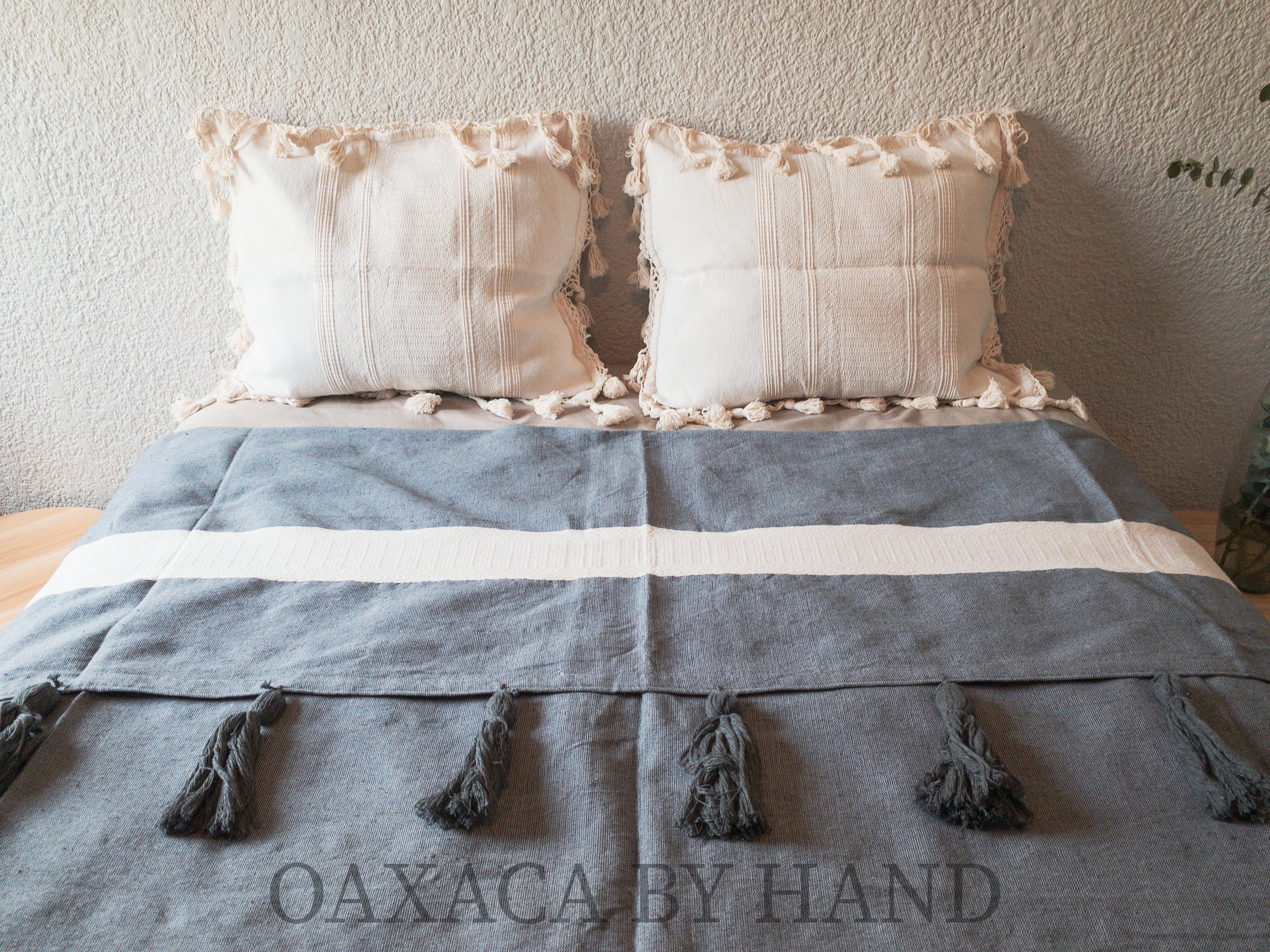 ダブル クイーン ベッドカバー メキシコミトラ織 手織り 綿100