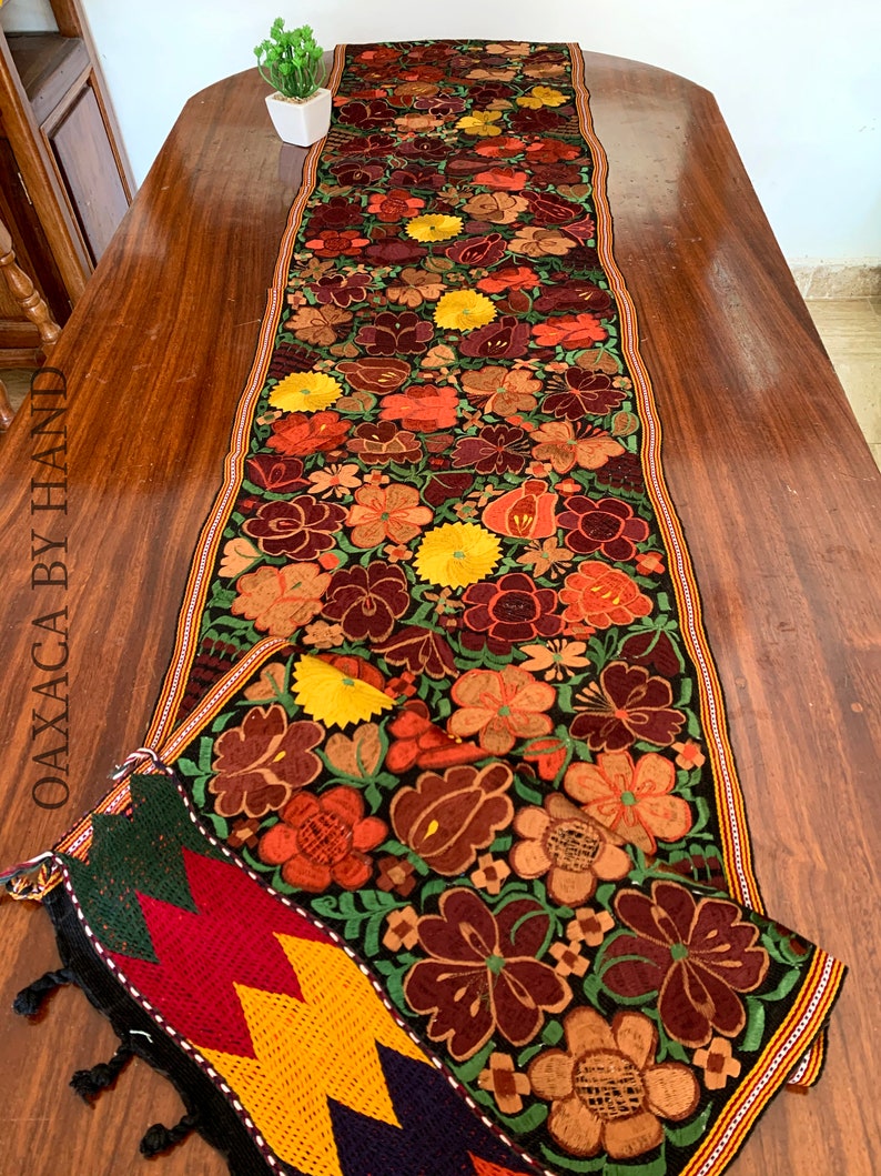 Mexican Table Runner Embroidered Runner HandWoven runner Etsy