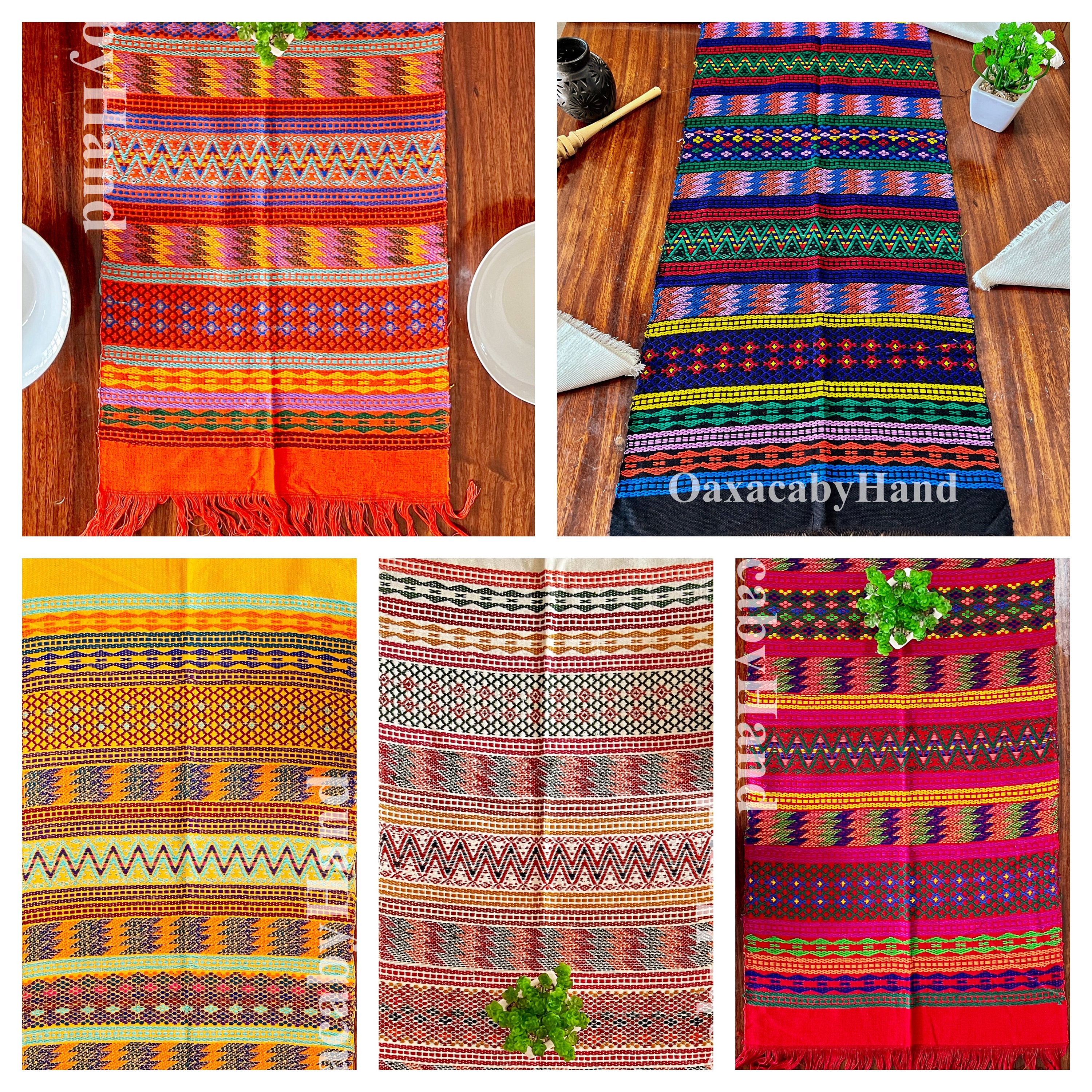 Hand Woven Mexican Table Runner - Chiapas Runner - Back Strap Loom