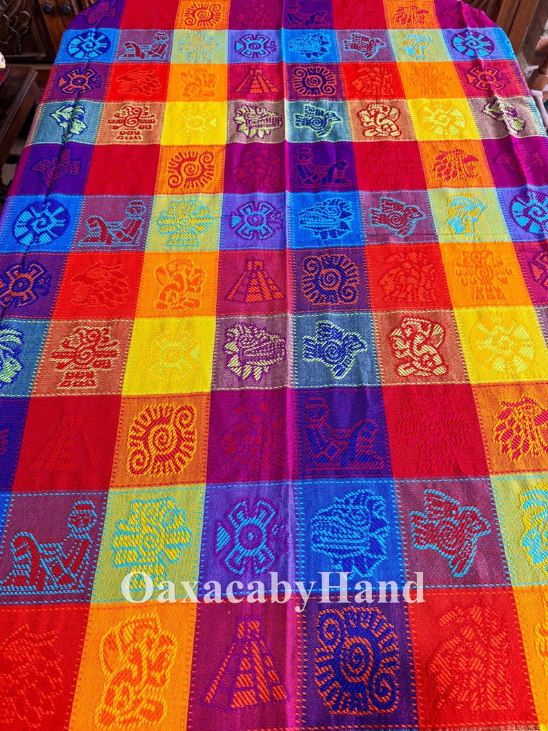 Colorful Mexican Tablecloth, Aztec Tablecloth, Different Sizes, Cinco ...