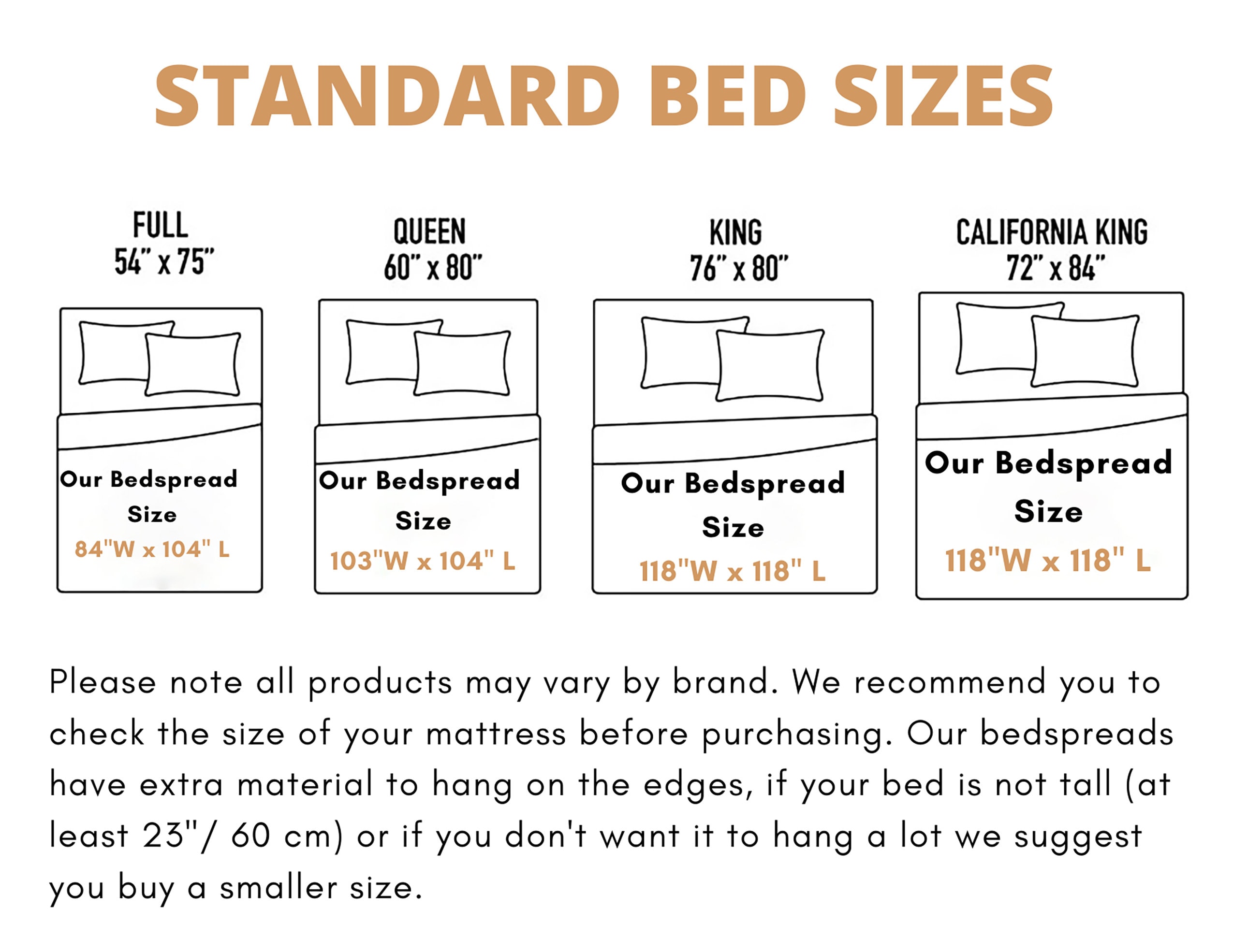 Size of a king size cheap bedspread