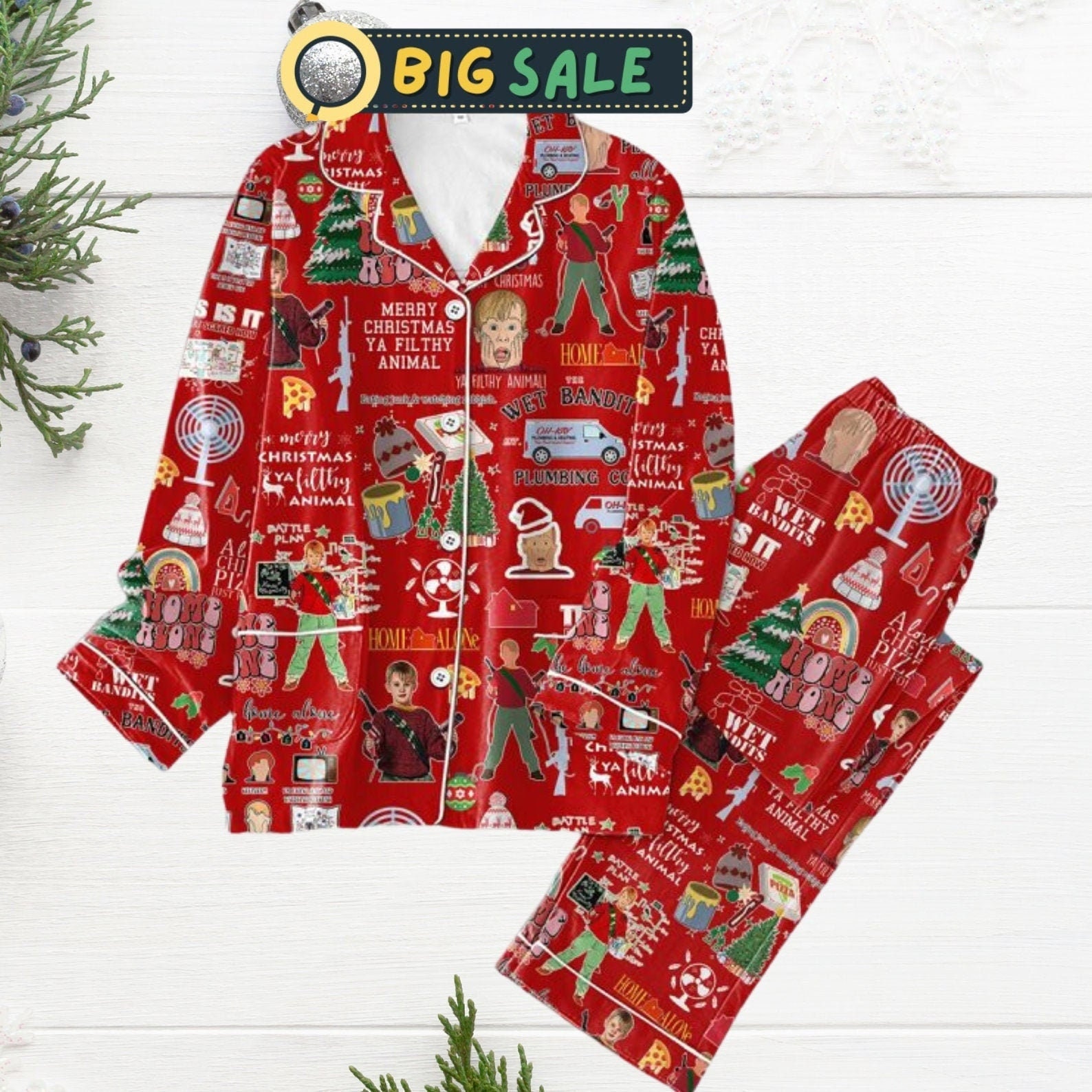 Discover Home Al0ne Christmas Movie Pajamas Set For Adult And Kid, Vintage Movie Christmas Family Set, Pajamas for Party, Women's Pajamas