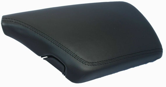 Vinyl Center Console Armrest Cover For 2015-2020 Ford Mustang - Black With Gray Stitching
