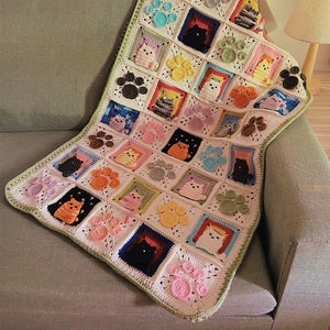 Cat Crochet Baby Throw Blanket Crochet 3D Cat Animal Blanket Crochet Cat Kids Blanket