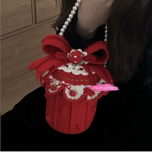 Crochet Strawberry Bag Cute Crochet Bag Purse Strawberry Crossbody Bag Strawberry Handbag