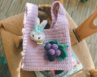 Grapes Crochet Bag Grapes Wristlet Bag Top Handle Bag Cherry Crochet Bag Top Handle Bag