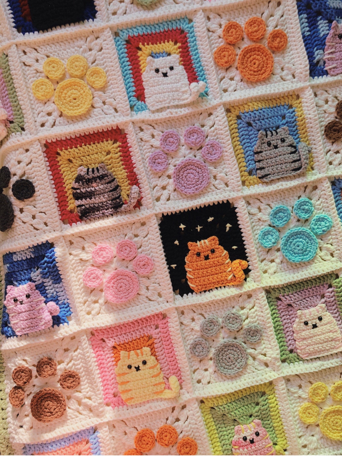 Cat Crochet Baby Throw Blanket Crochet 3D Cat Animal Pattern Etsy