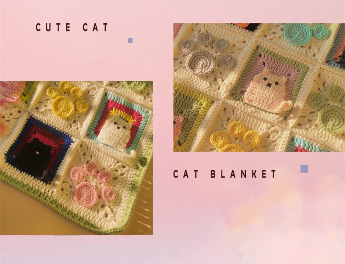 Cat Crochet Baby Throw Blanket Crochet 3D Cat Animal Pattern Etsy