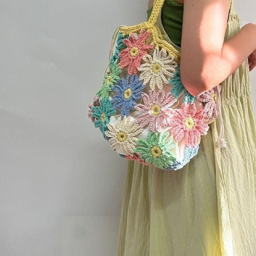 Crochet Daisy Shoulder Bag Lace Daisy Hollow Shoulder Bag Shopping