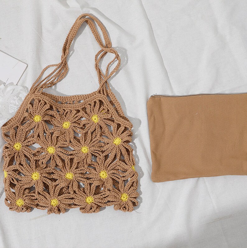 Crochet Daisy Shoulder Bag Lace Daisy Hollow Shoulder Bag Etsy