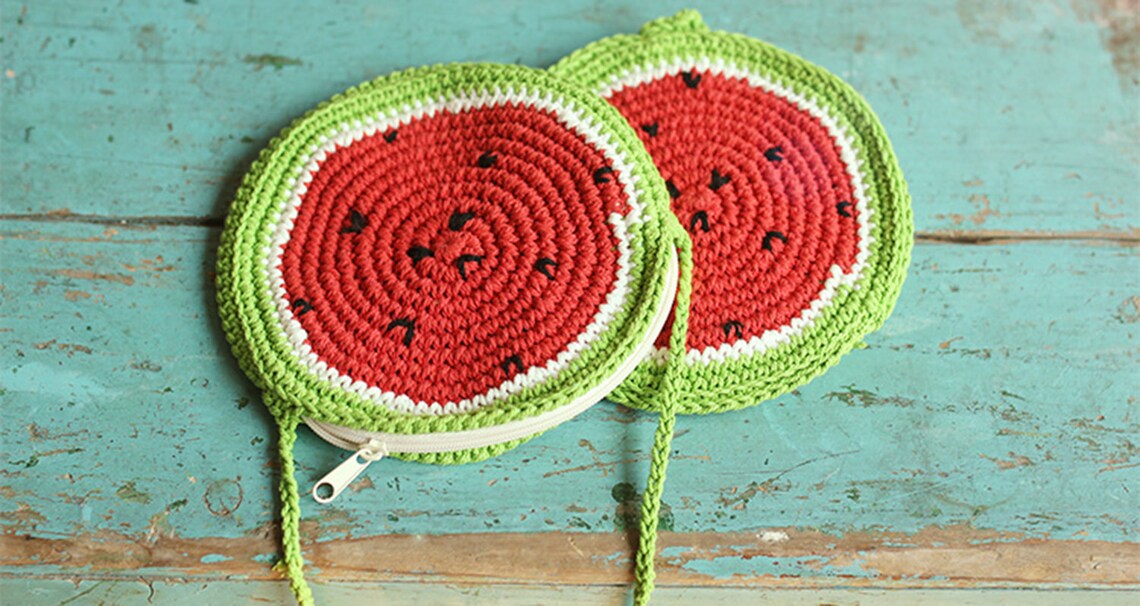Crochet pillow watermelon pattern digital summer