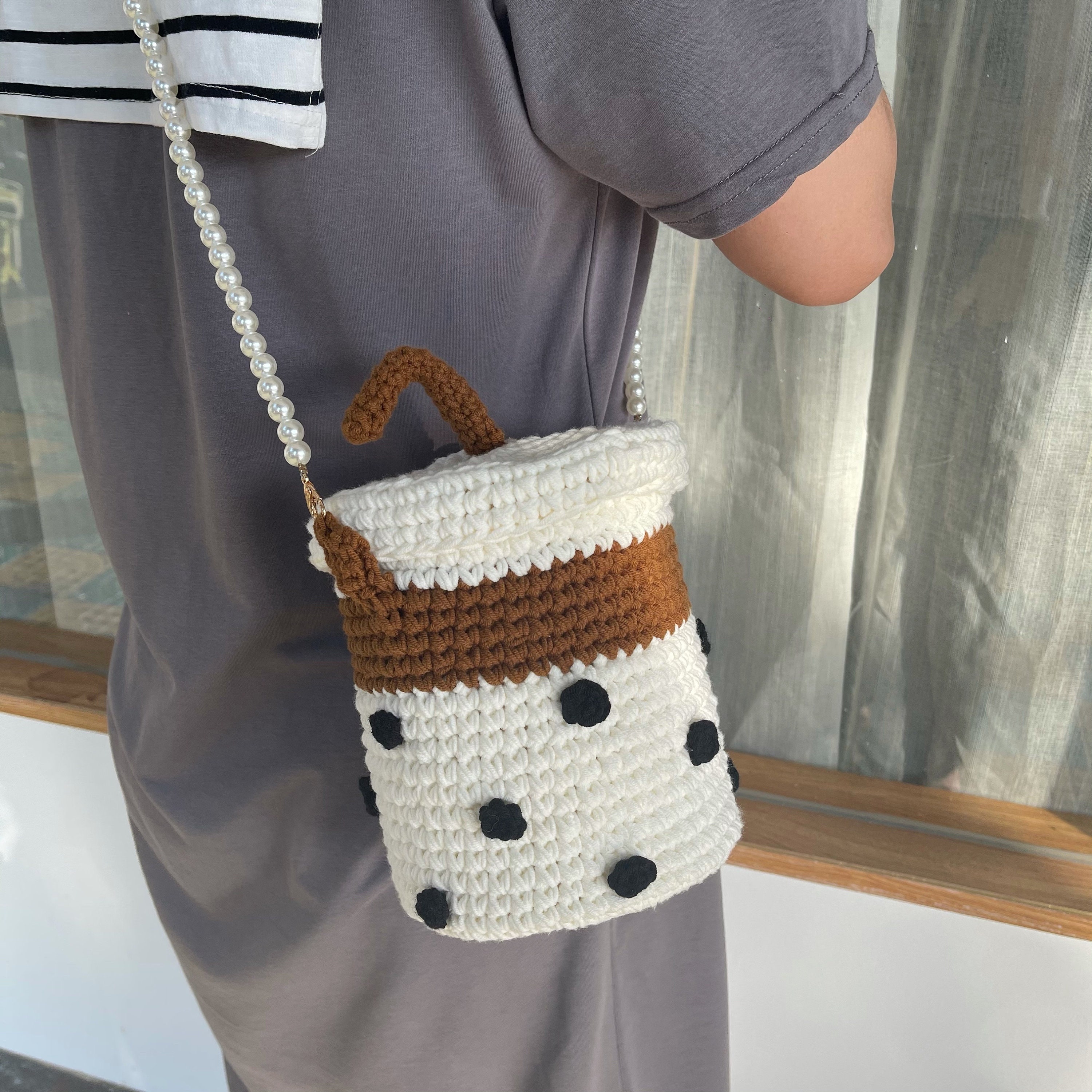 Bubble Tea Bag Crochet Crossbody Bag Milk Tea Bag | Etsy