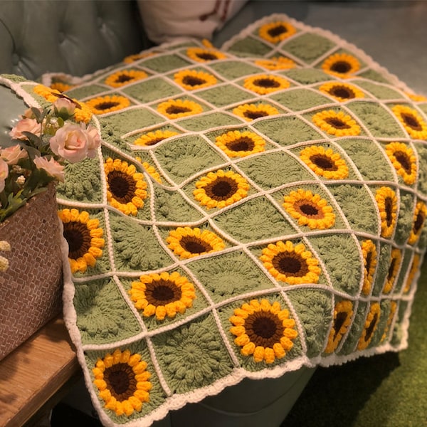 Sunflower Crochet Blanket Etsy