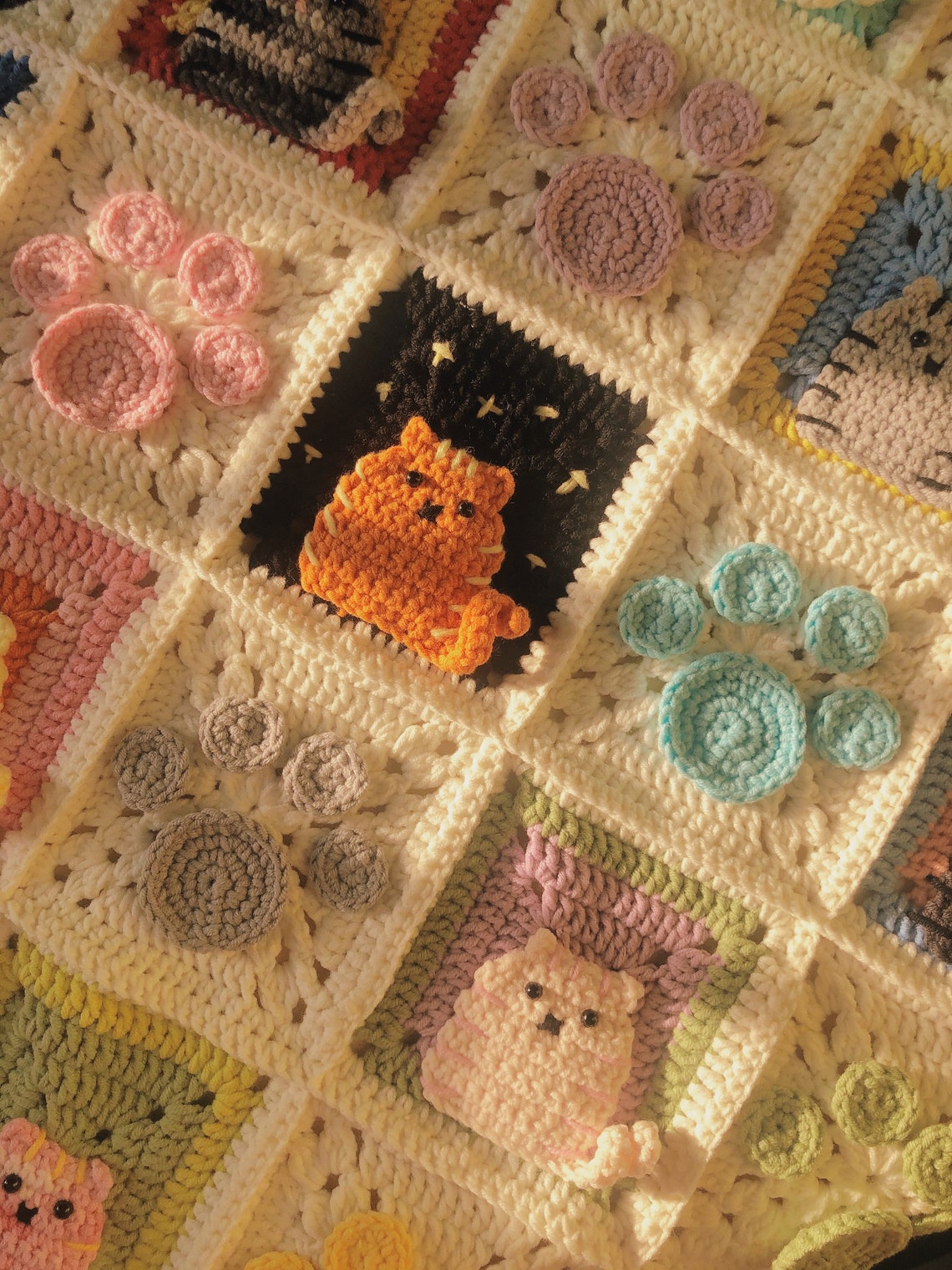 Cat Crochet Baby Throw Blanket Crochet 3D Cat Animal Pattern Etsy